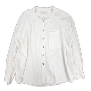 FREE PEOPLE Linen Keep It Simple Button Down Long Sleeve Shirt White Boho XS